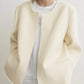 Blazer open-front bouclé in ecru