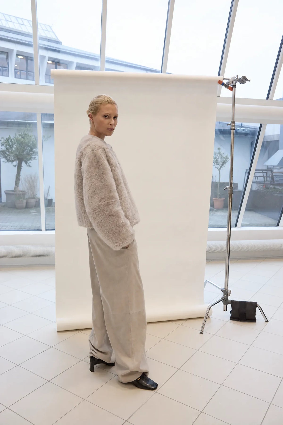 Lammfelljacke Juka in Light Grey