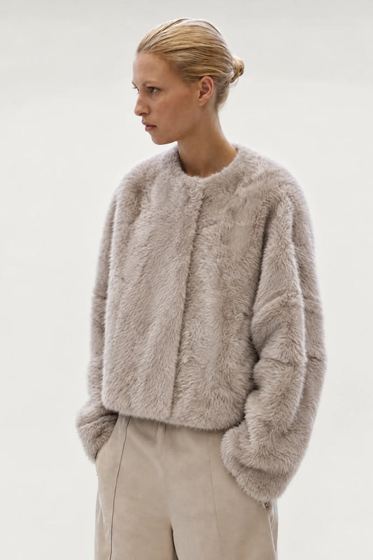 Lammfelljacke Juka in Light Grey