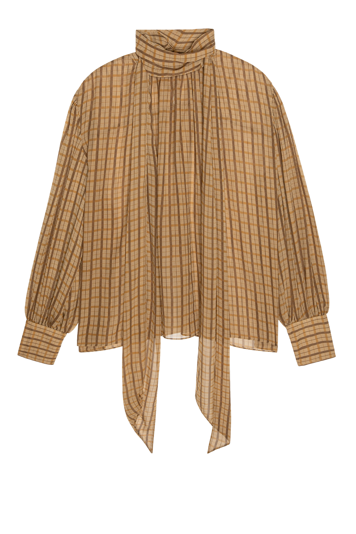 Bluse The Lantern in Taupe Multi Plaid