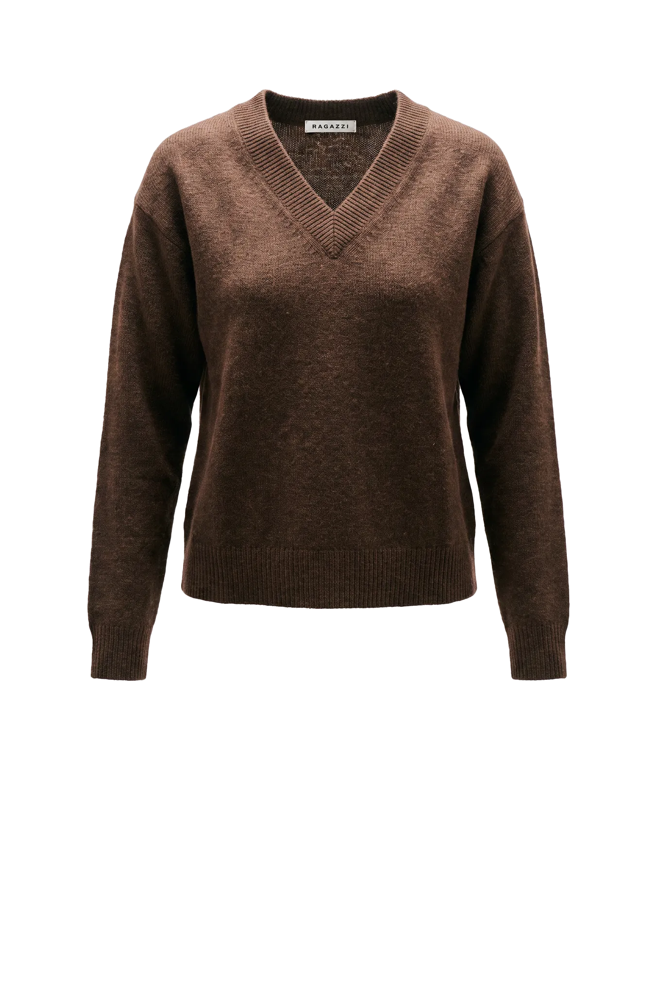 Cashmere Pullover V-Neck in Dark Brown