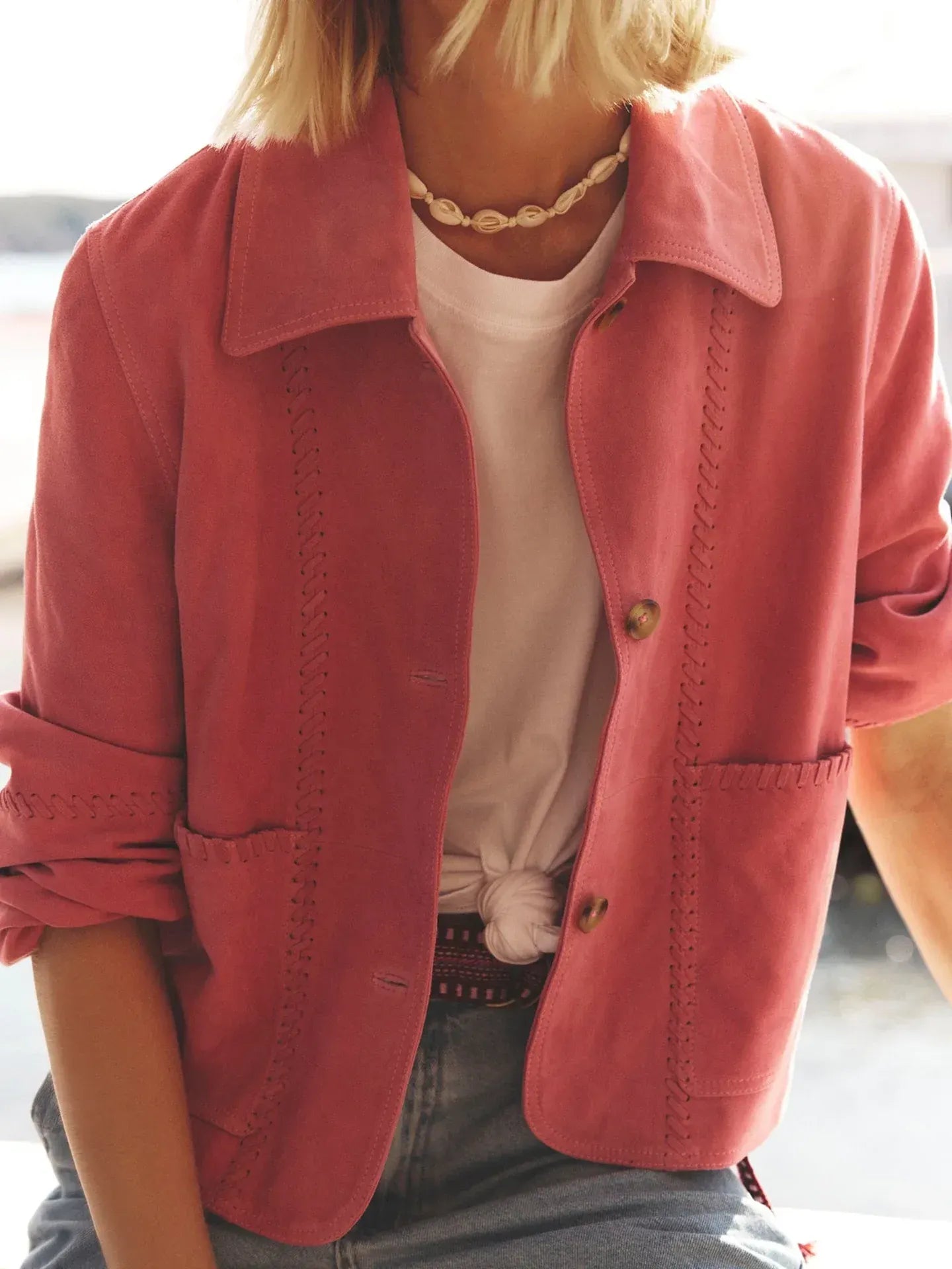 Lederjacke Marianne in Rosedust