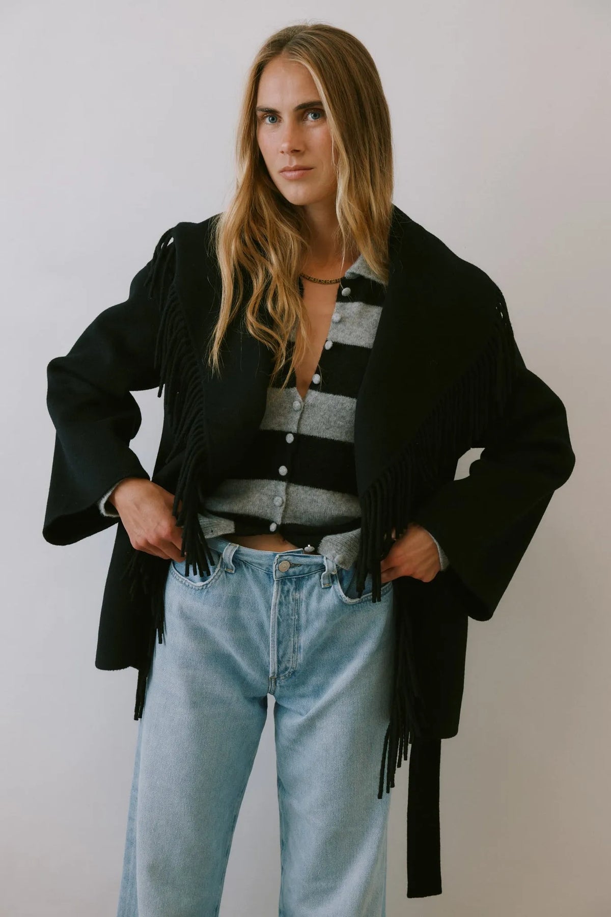 Cardigan Minnie in Grau/Schwarz