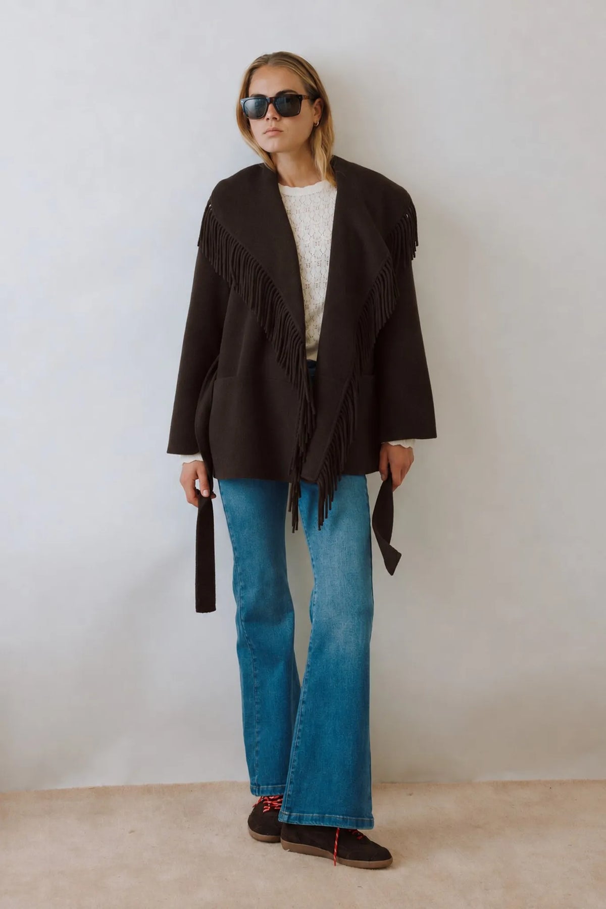 Fransenjacke Loretta in Coffee