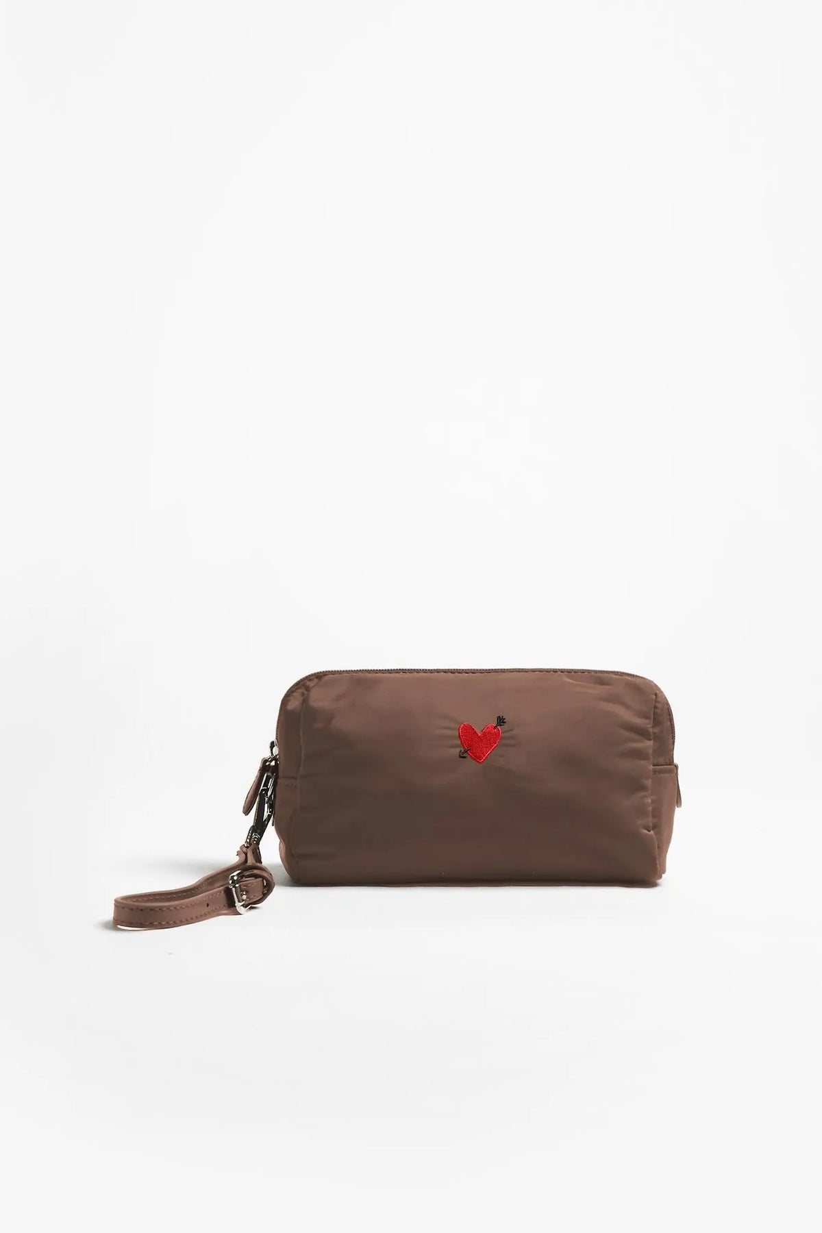 Pouch Heart in Braun Nylon