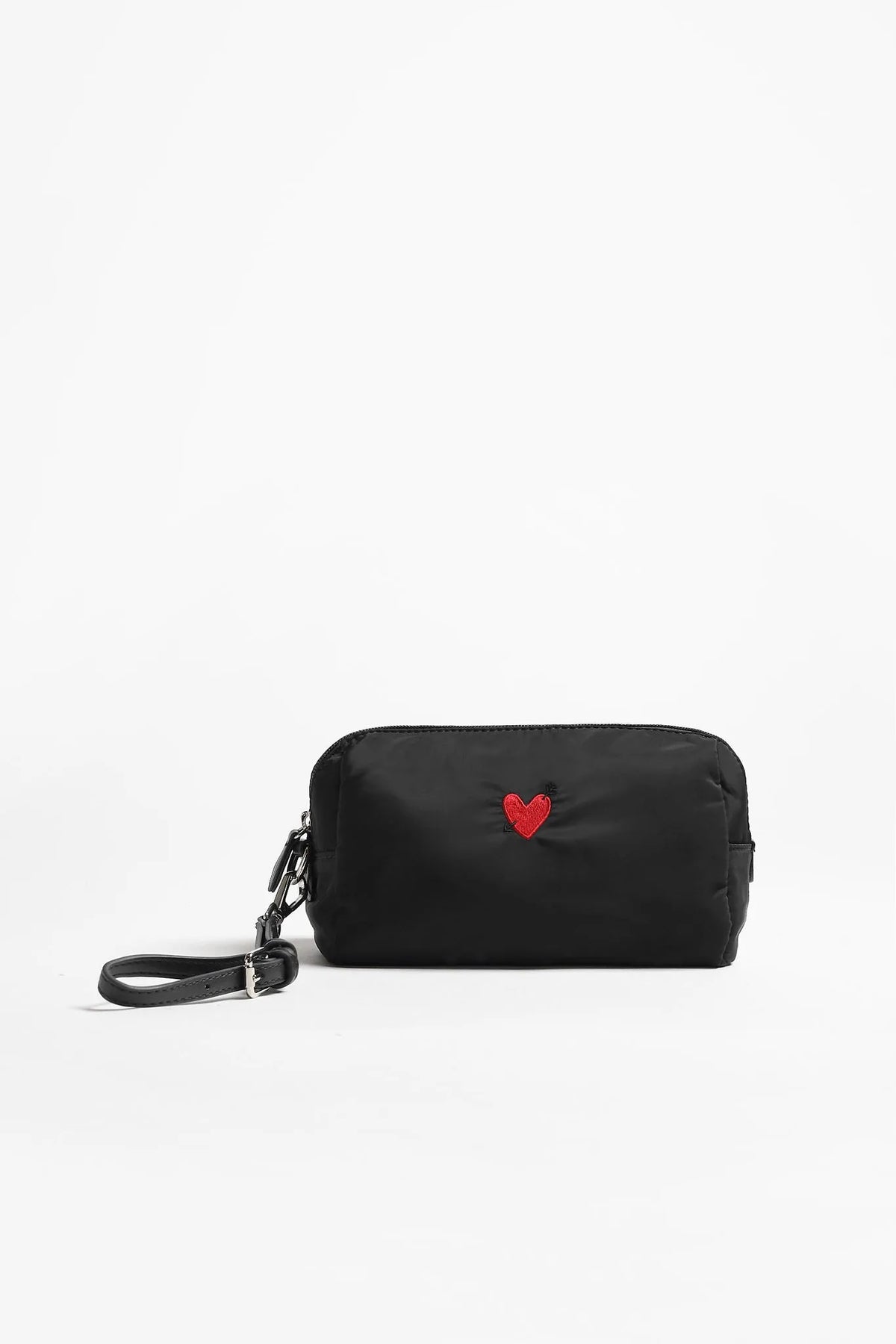 Pouch Heart in Schwarz Nylon