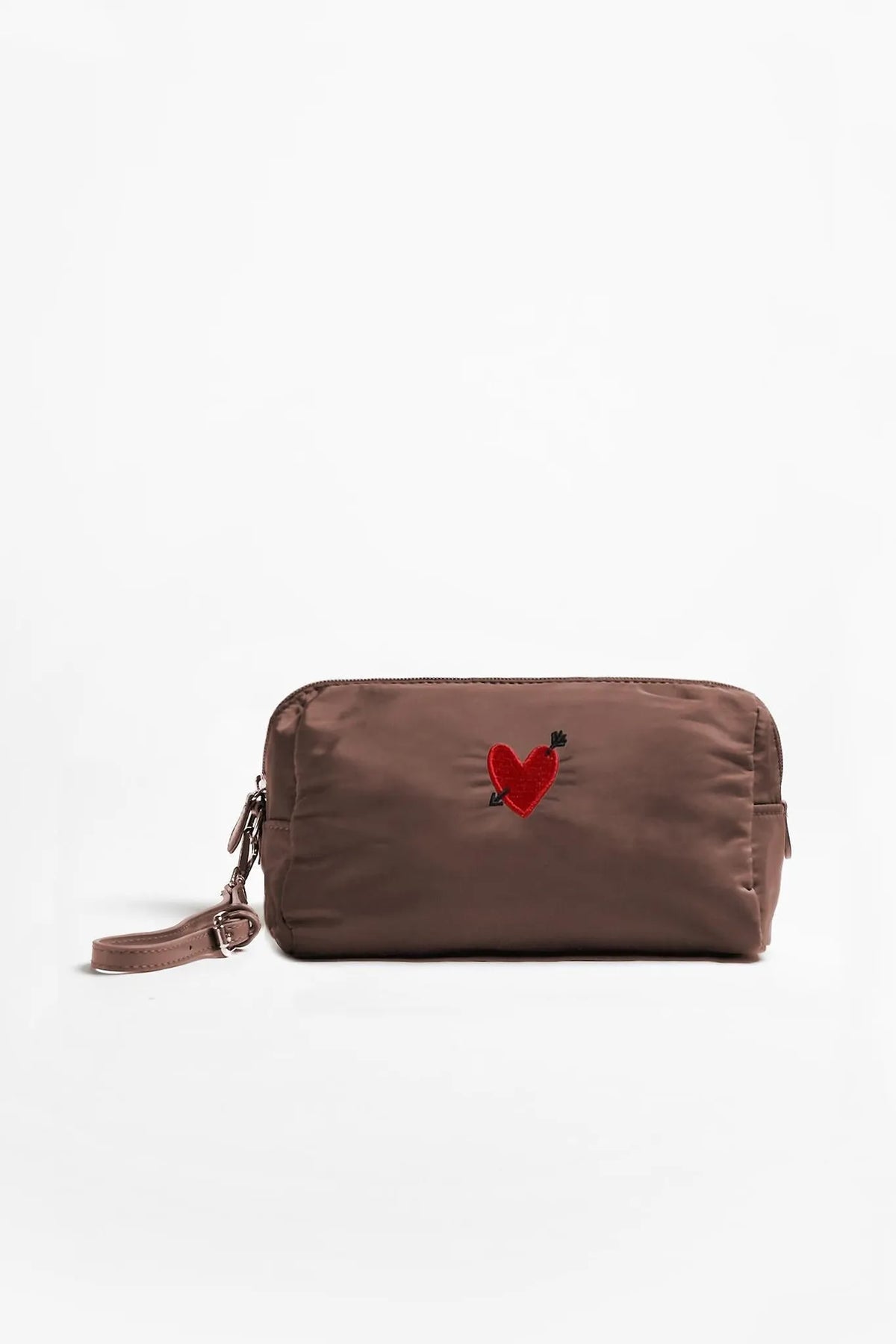 Pouch Heart Large in Braun Nylon