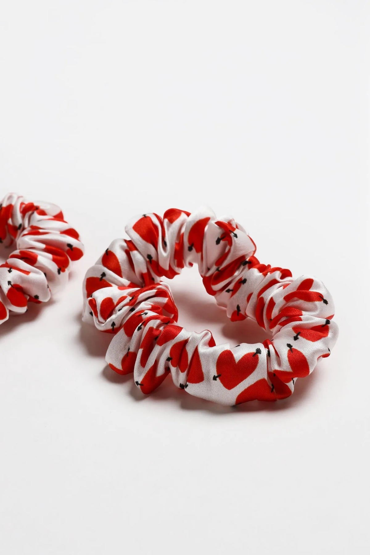 Scrunchie Heart 2er Set in Rot/Weiß