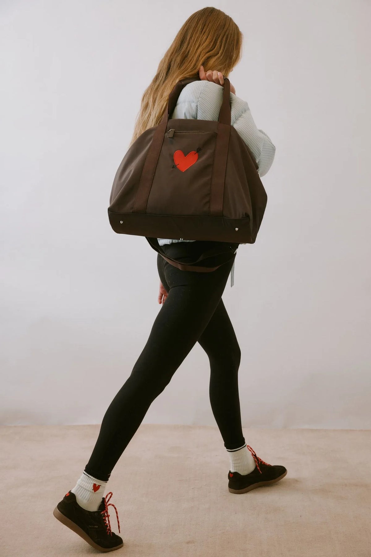 Sportsocken Heart in Off White/Braun