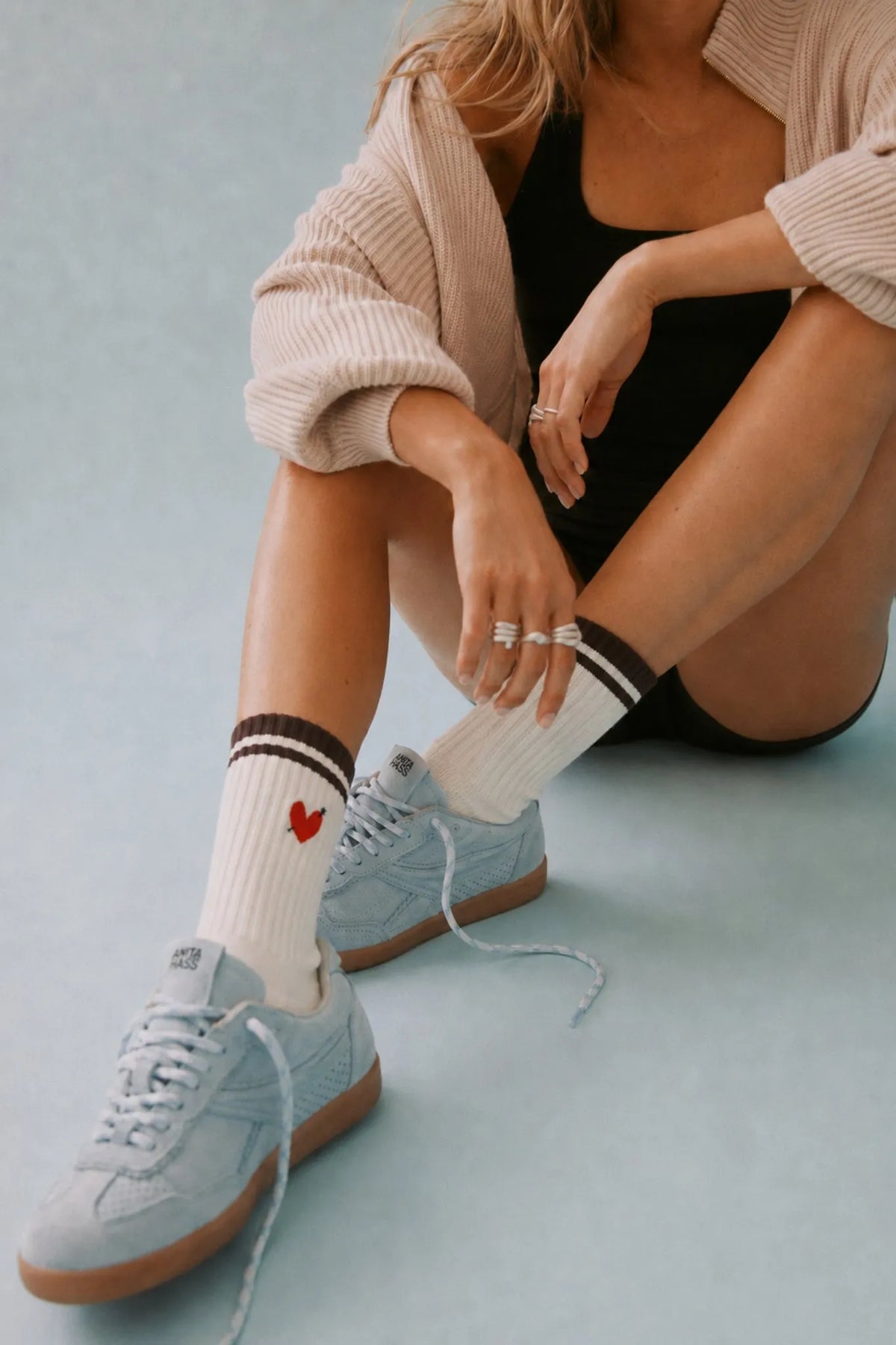 Sportsocken Heart in Off White/Braun