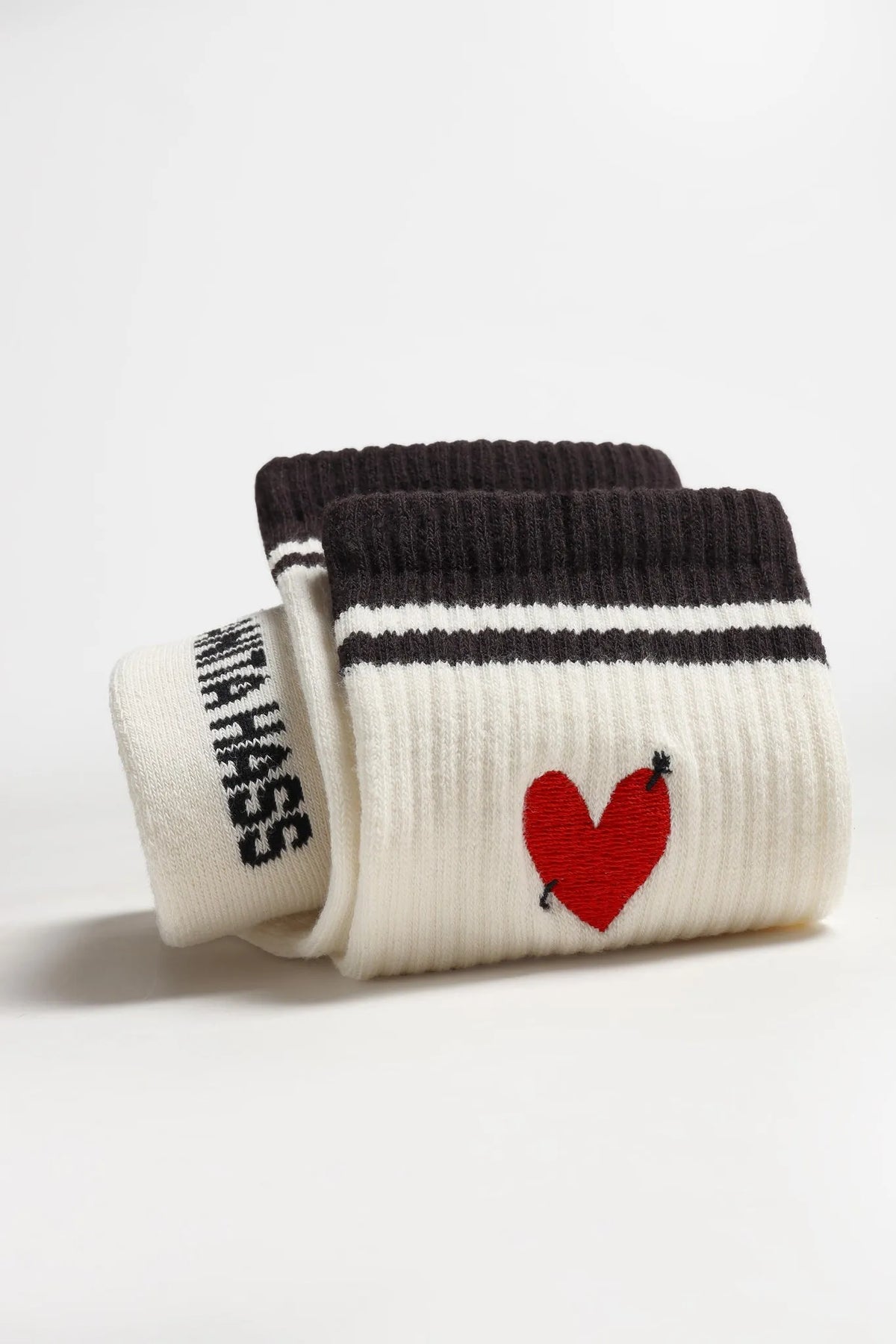 Sportsocken Heart in Off White/Braun
