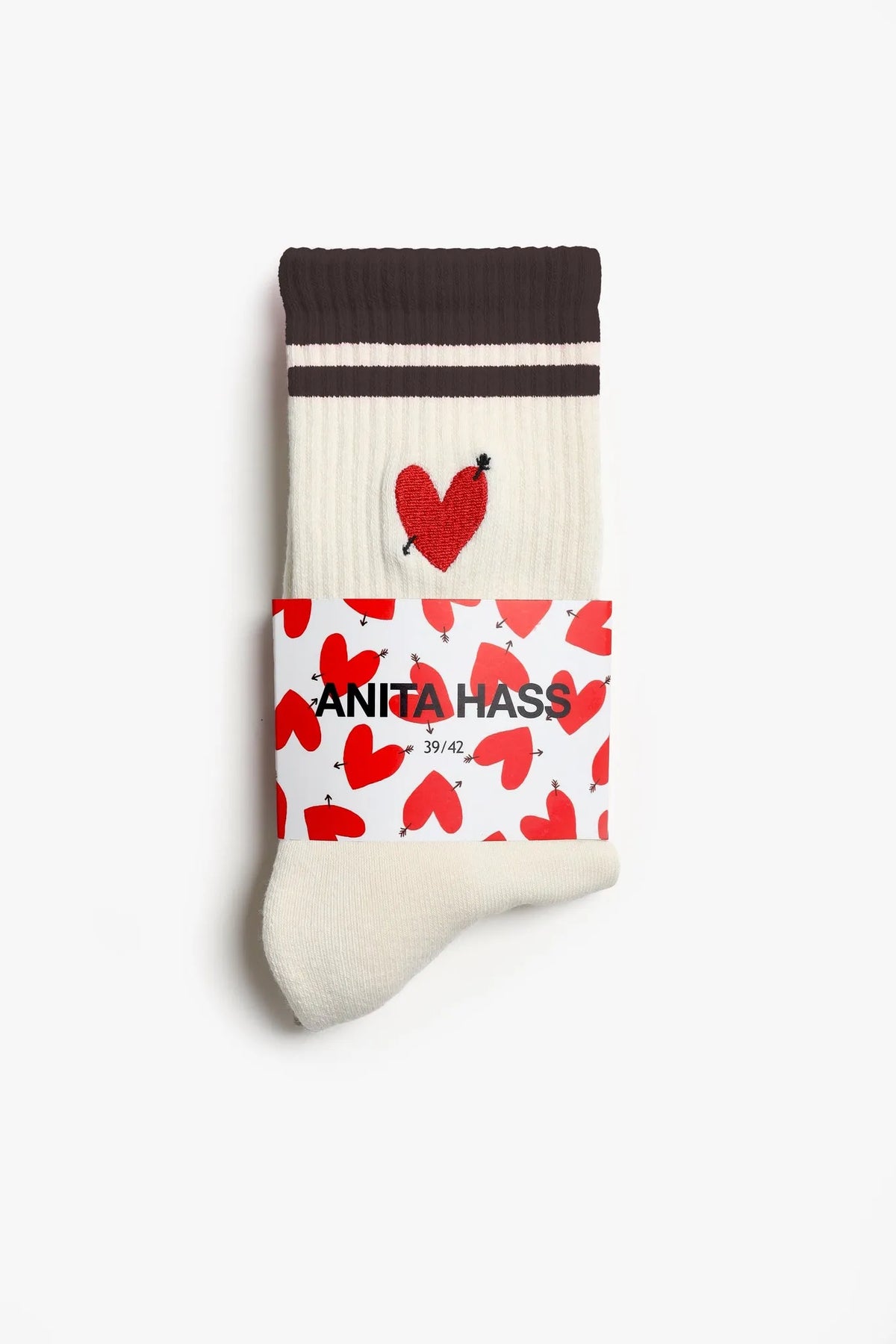 Sportsocken Heart in Off White/Braun