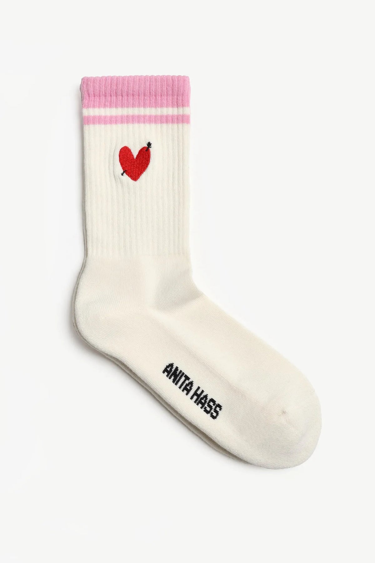 Sportsocken Heart in Off White/Pink