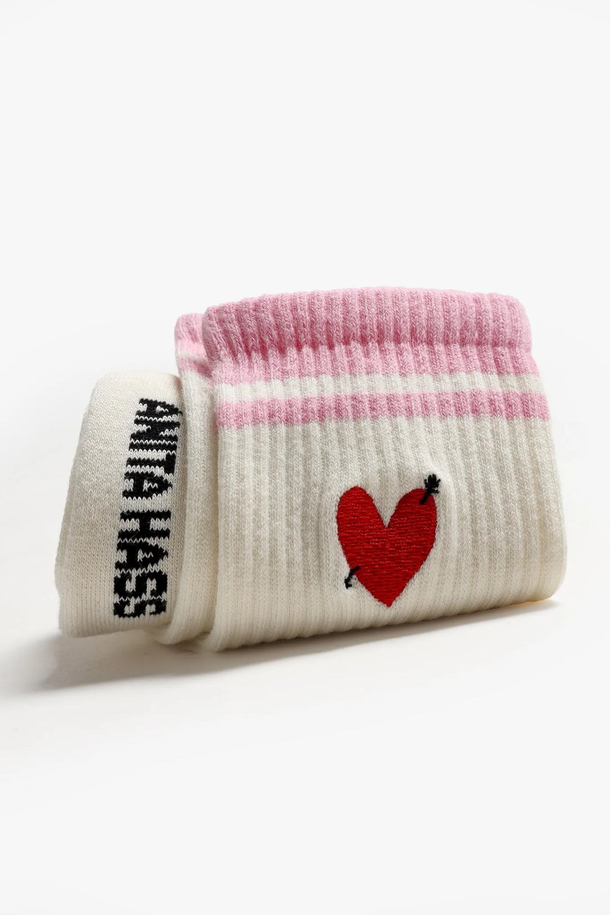 Sportsocken Heart in Off White/Pink
