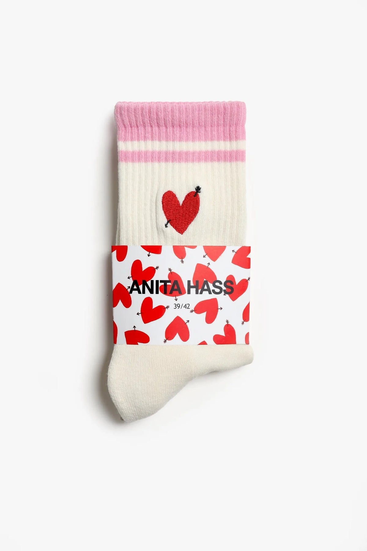 Sportsocken Heart in Off White/Pink
