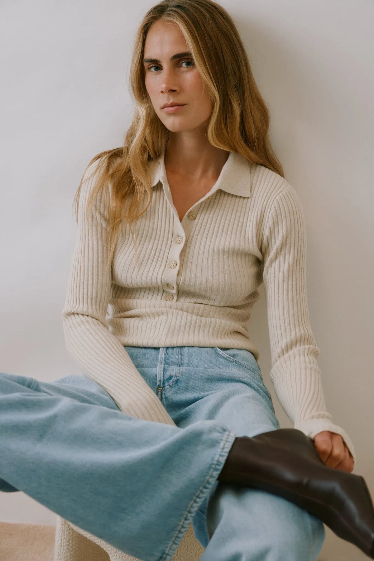 Strickpolo Abigail in Cream