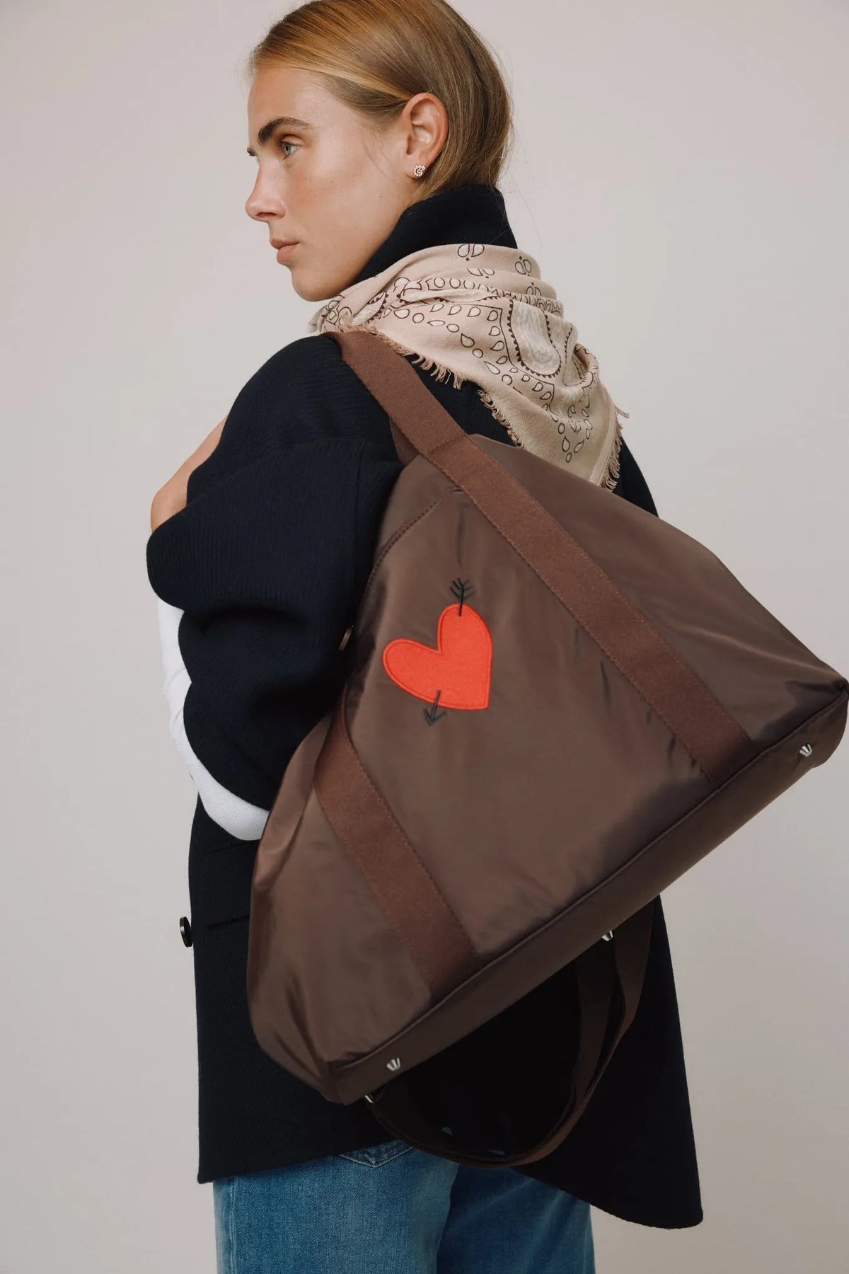 Tasche Heart in Braun Nylon