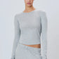 Longsleeve Fitted Crewneck in Heather Grey