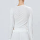 Longsleeve Fitted Crewneck T-Shirt in Ivory