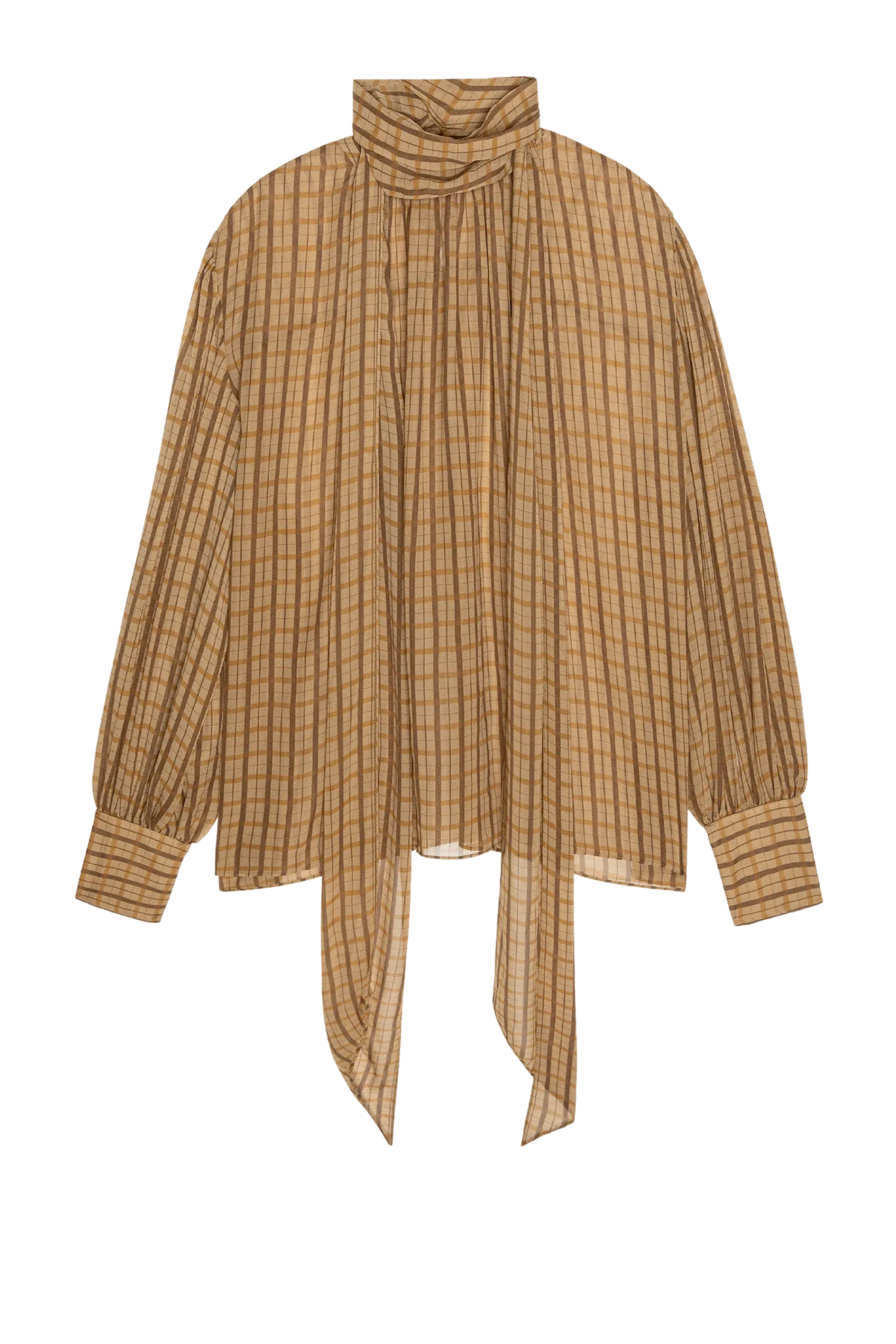 Bluse The Lantern in Taupe Multi Plaid