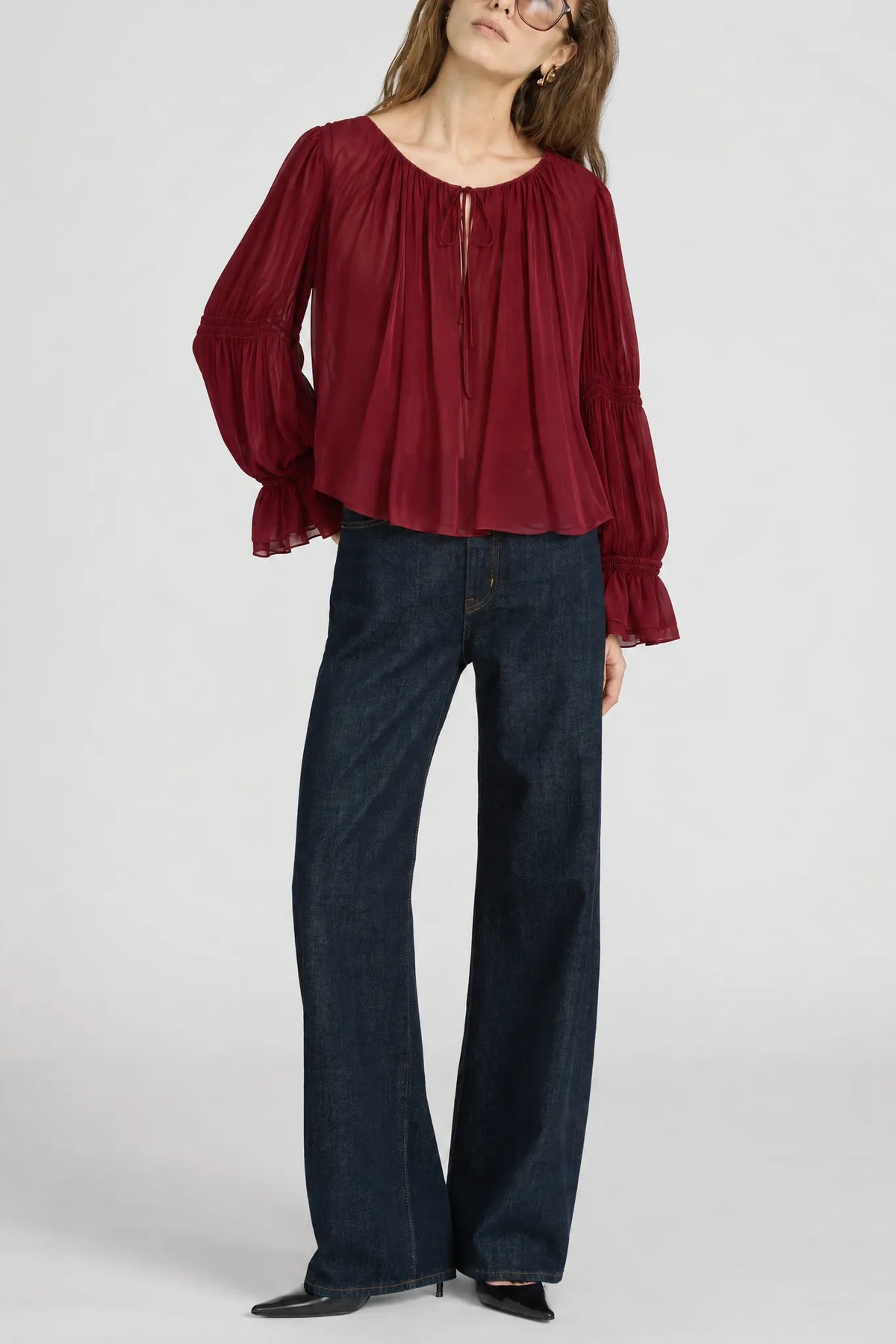 Bluse The Ripple in Deep Garnet