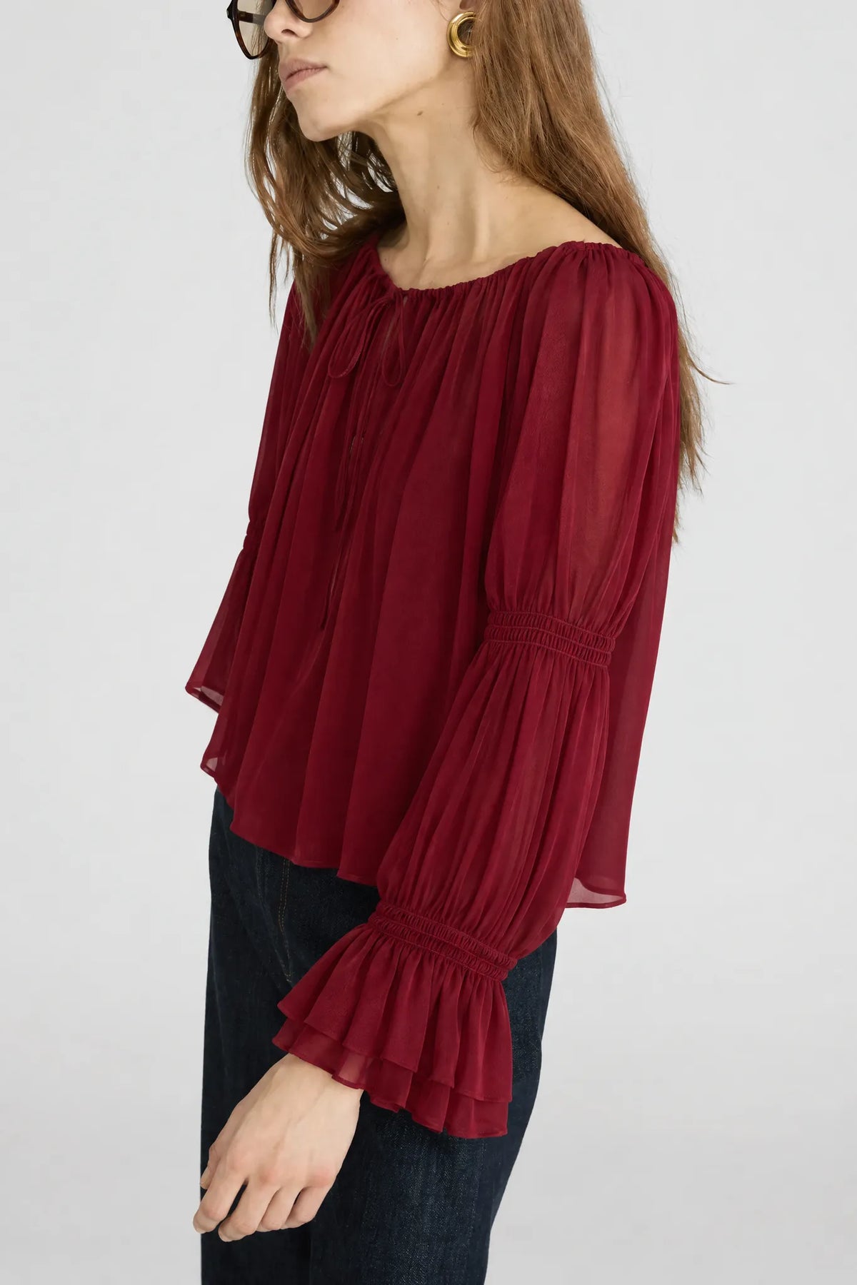 Bluse The Ripple in Deep Garnet