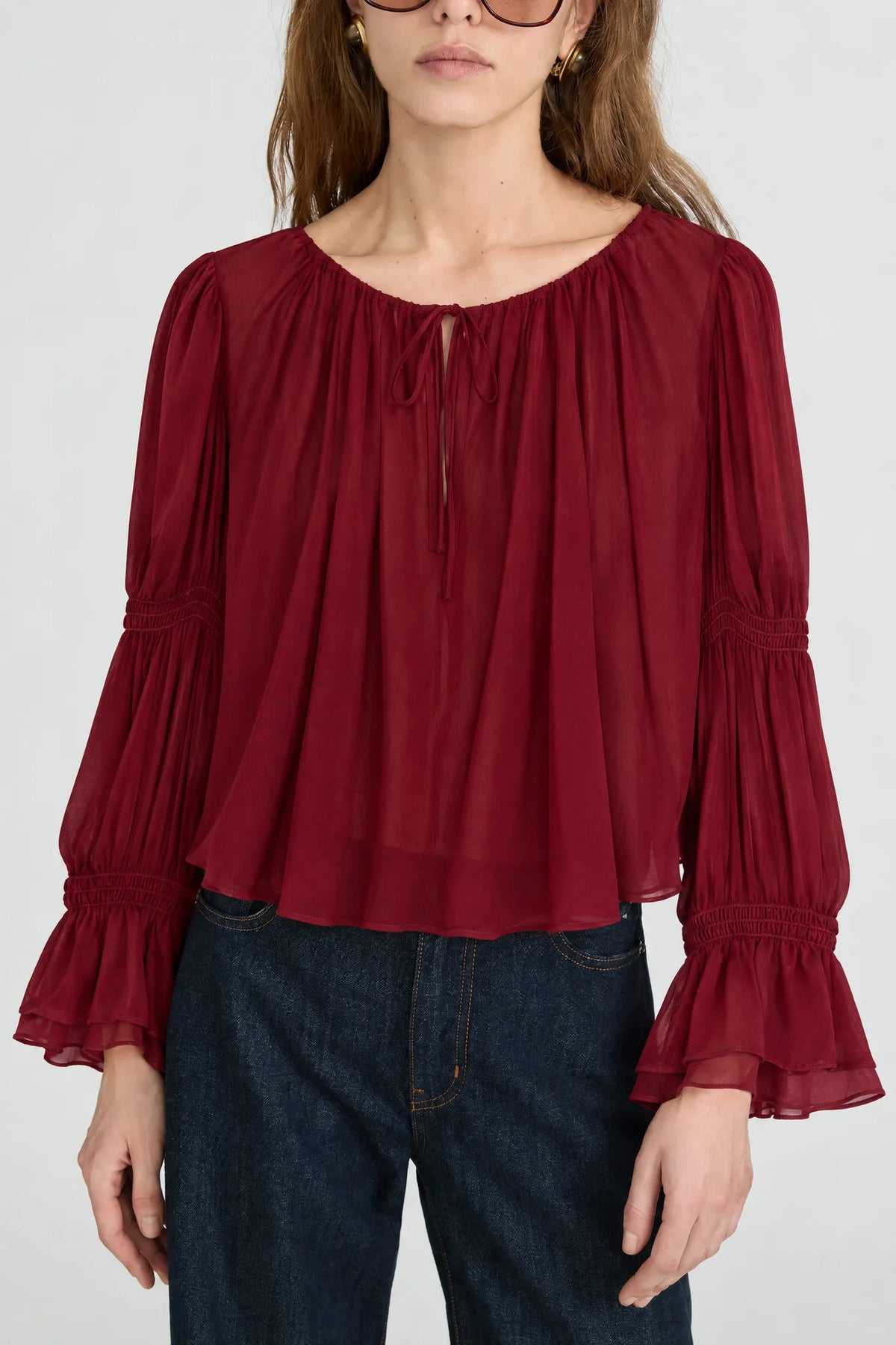 Bluse The Ripple in Deep Garnet