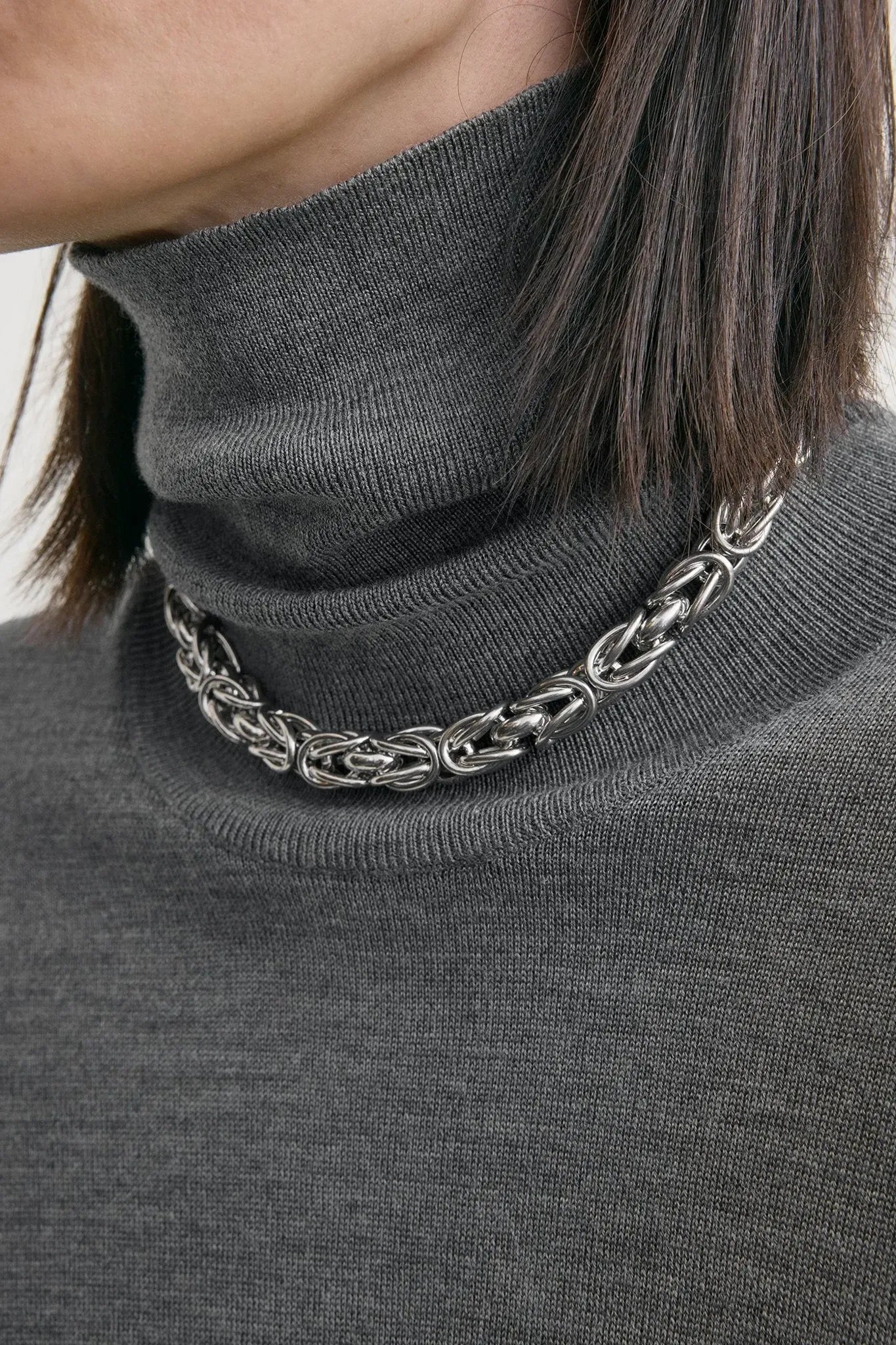 Strickkleid Turtleneck in MId Grey Melange