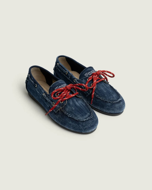 Boat Loafer Brushed Denim in Dark Blue