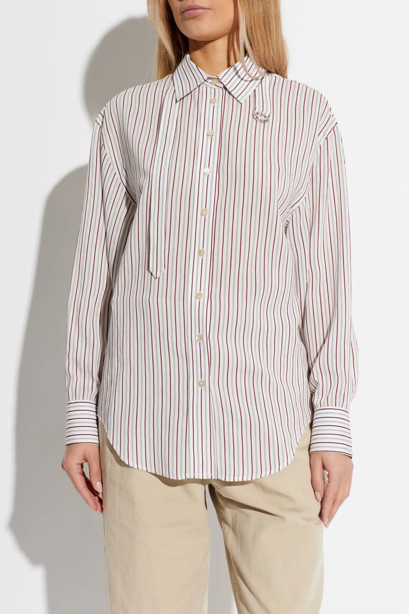 Aurora shirt in ecru/red