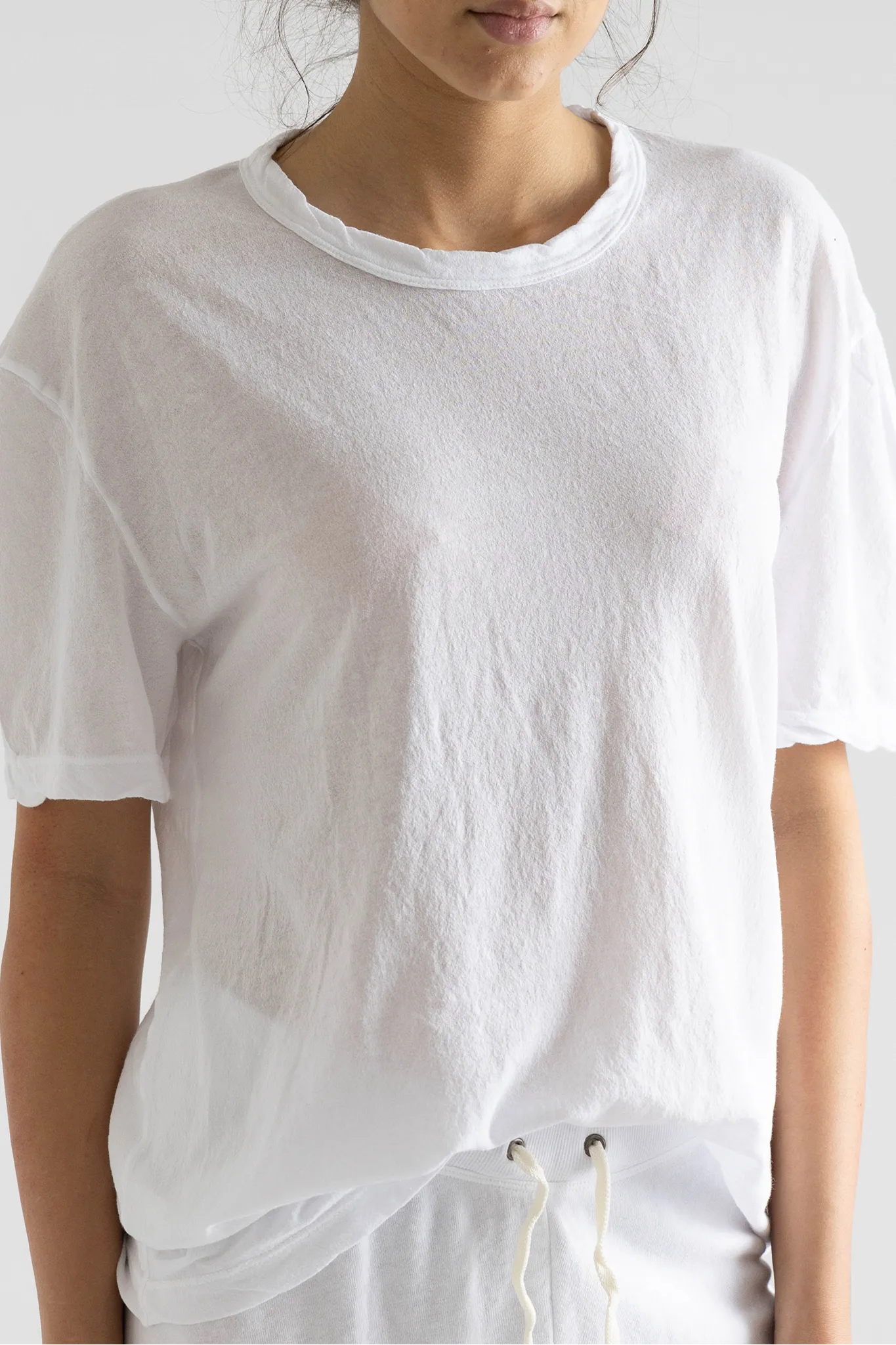 T-Shirt Crepe Jsy Oversized Crew in White