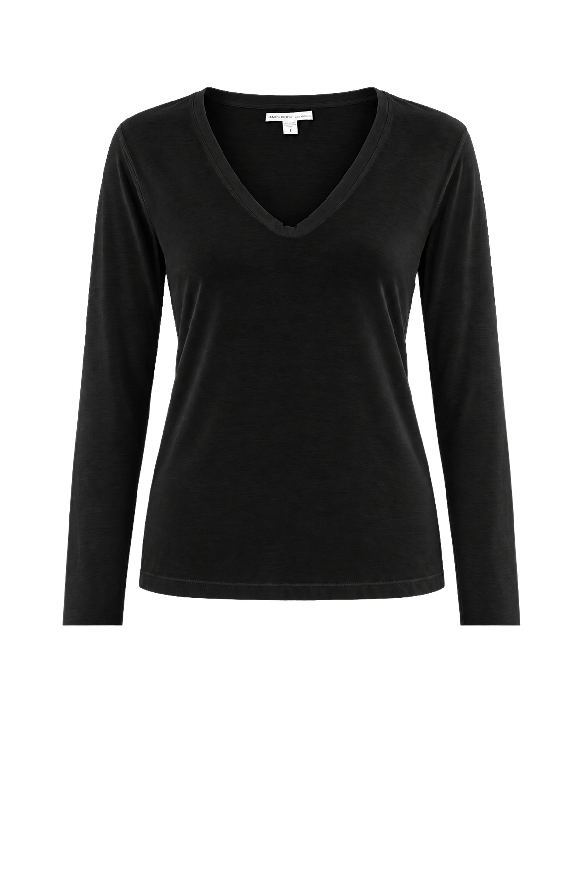 Longsleeve Deep V Tee in Black