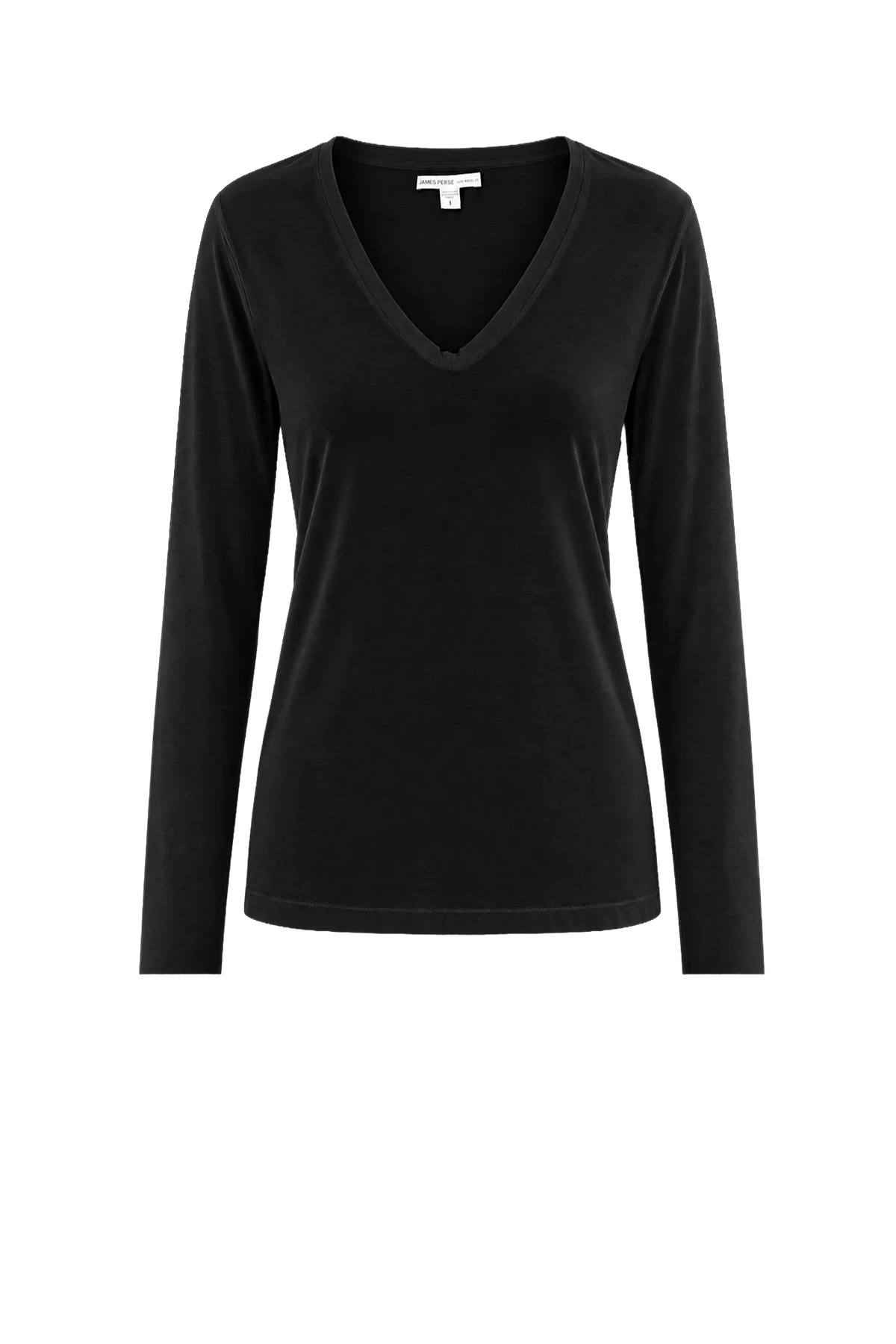 Longsleeve Deep V Tee in Black