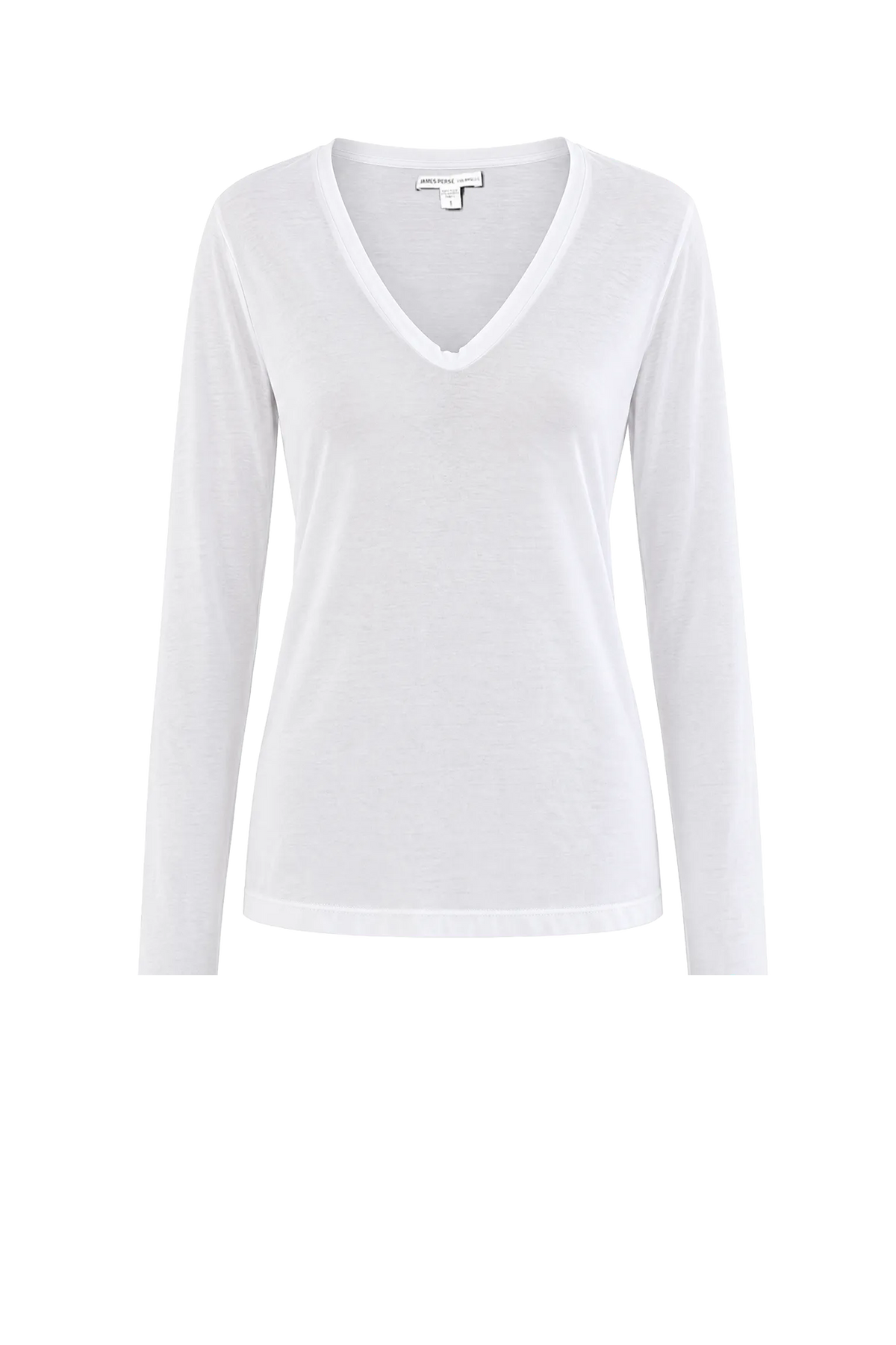 Longsleeve Deep V Tee in White