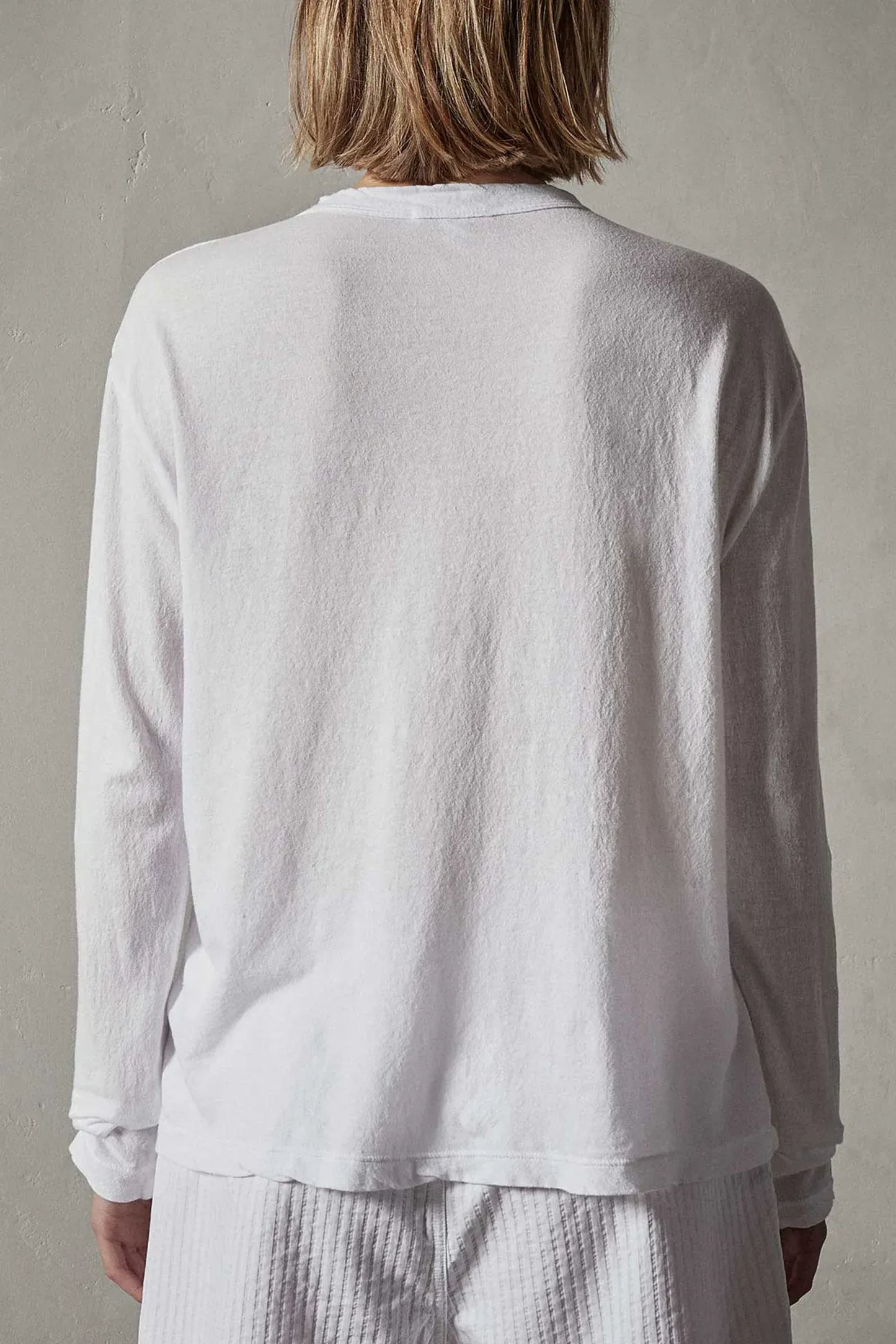 Longsleeve Crepe Jsy Oversized Crew in White