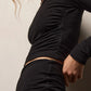 Longsleeve Melange Jersey Tee in Black