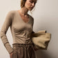 Longsleeve Melange Jersey Long Sleeve Tee in Coffee