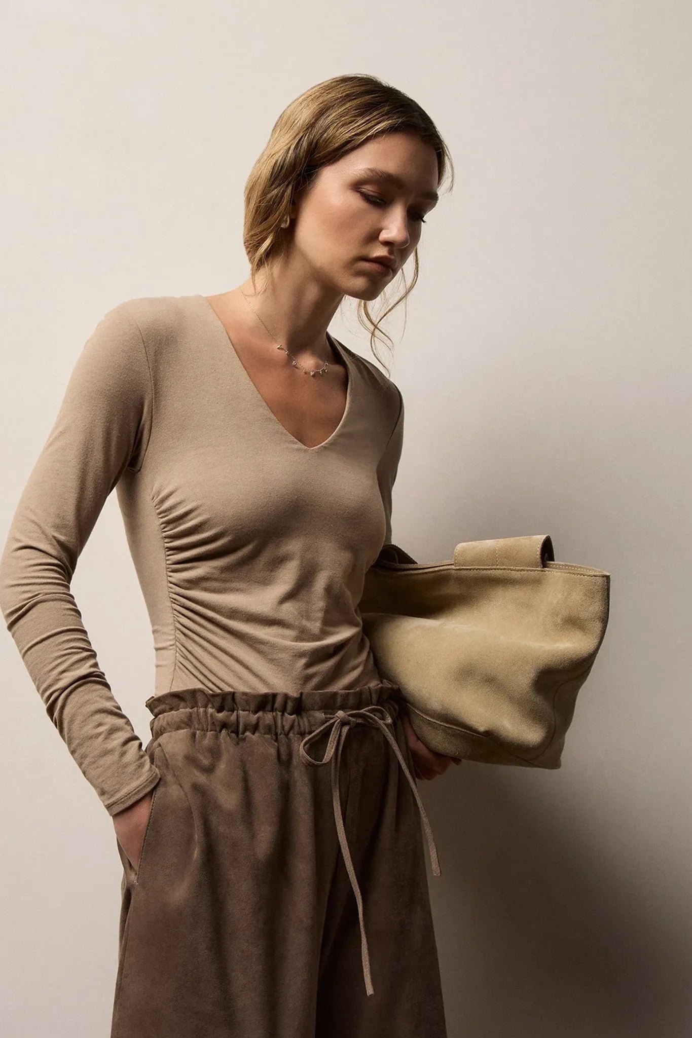 Longsleeve Melange Jersey Long Sleeve Tee in Coffee