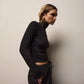 Longsleeve Melange Jersey Long Sleeve Tee in Black
