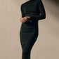 Kleid Ruched Long Sleeve Dress in Black