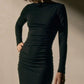 Kleid Ruched Long Sleeve Dress in Black