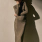Kleid Ruched Long Sleeve Dress in Caribou