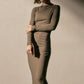Kleid Ruched Long Sleeve Dress in Caribou