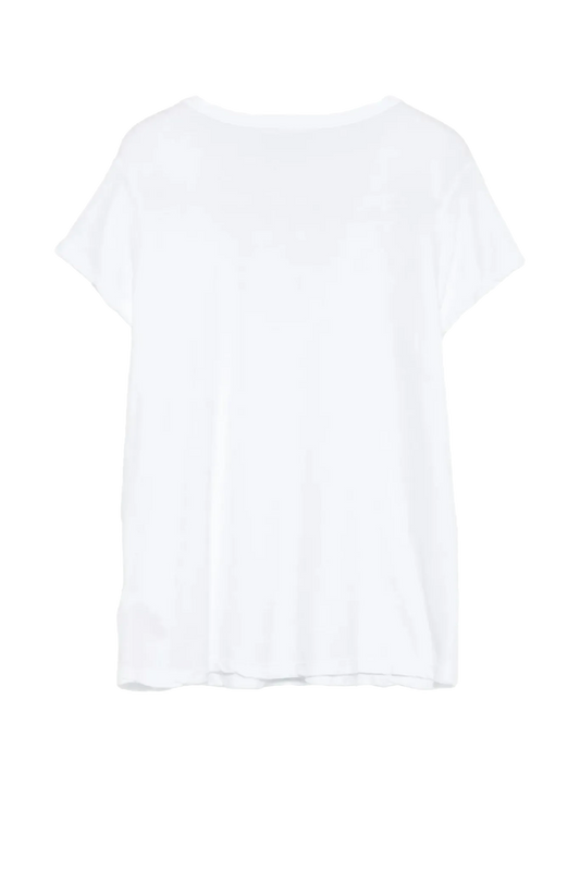 T-Shirt Deep V in White