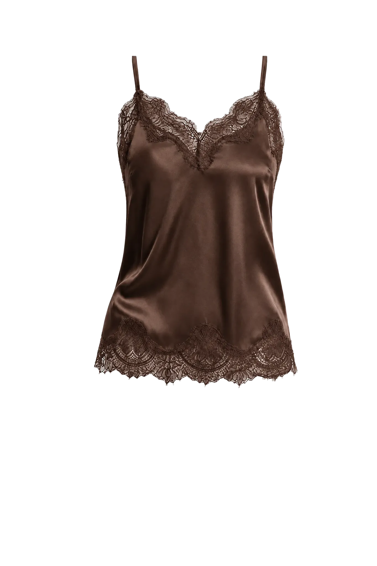 Lace Top V Silk in Chocolate
