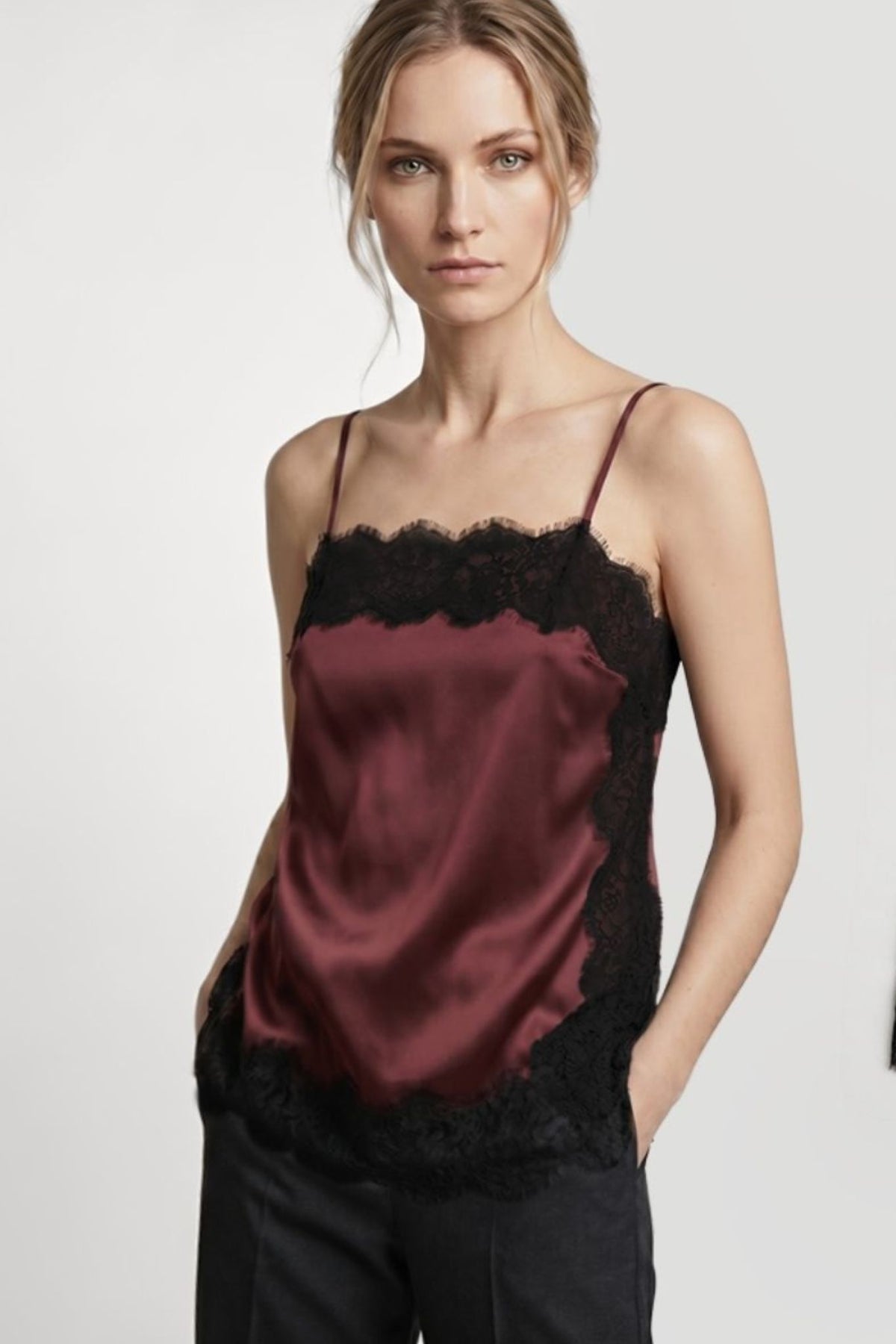 Lace Top in Deep Burgundy