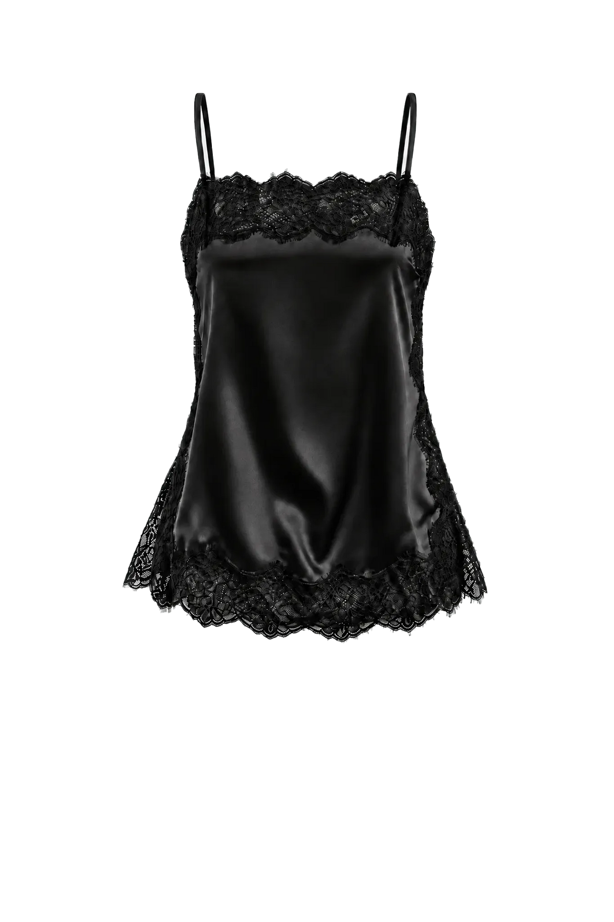 Lace Top Silk in Black-Black