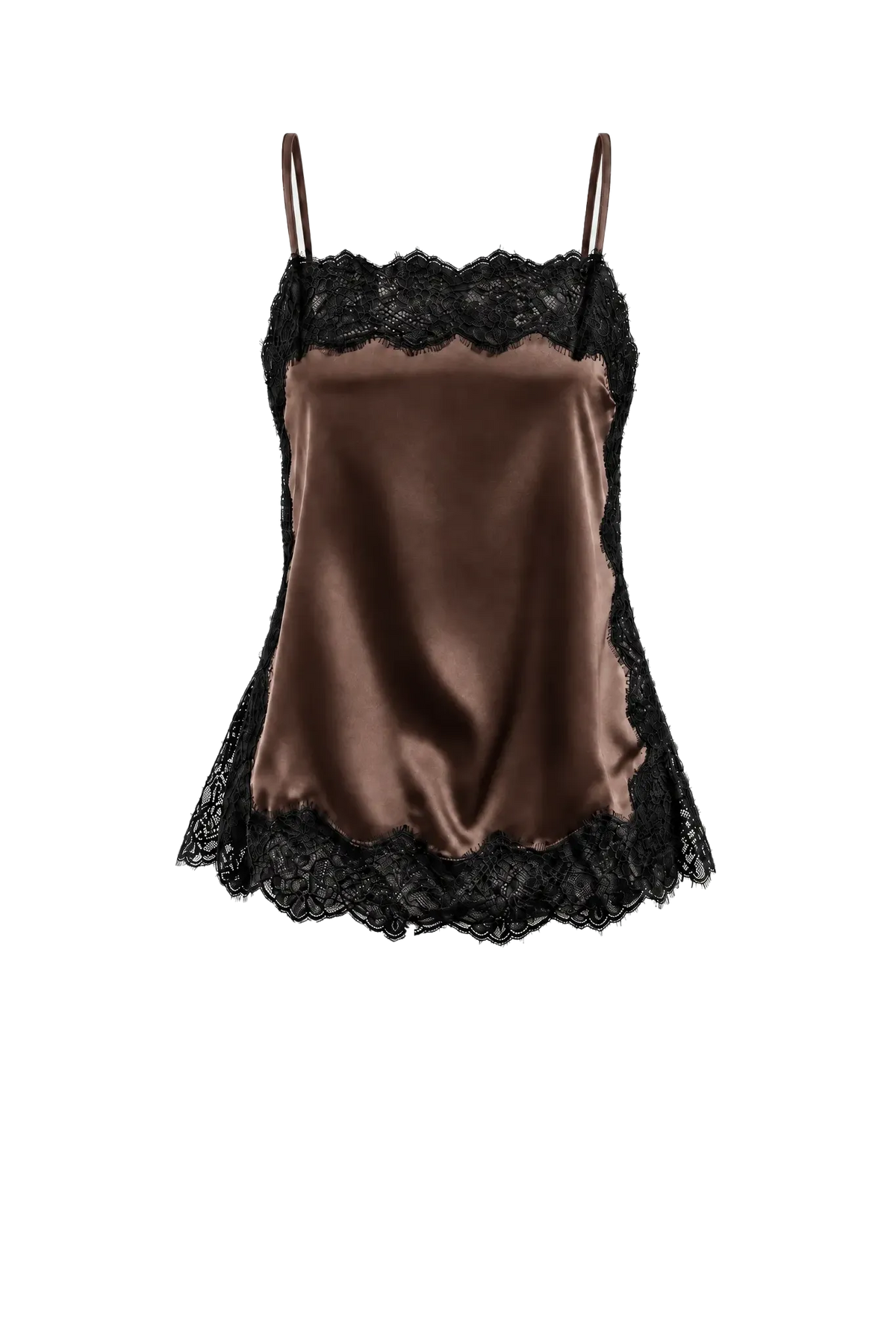 Lace Top Silk in Chocolate-Black