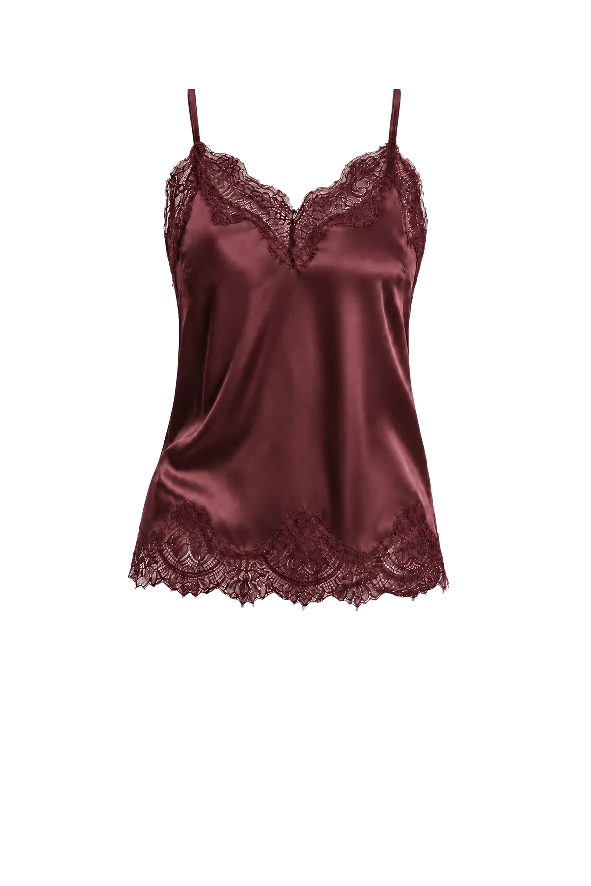 Lace Top V Silk in Burgundy