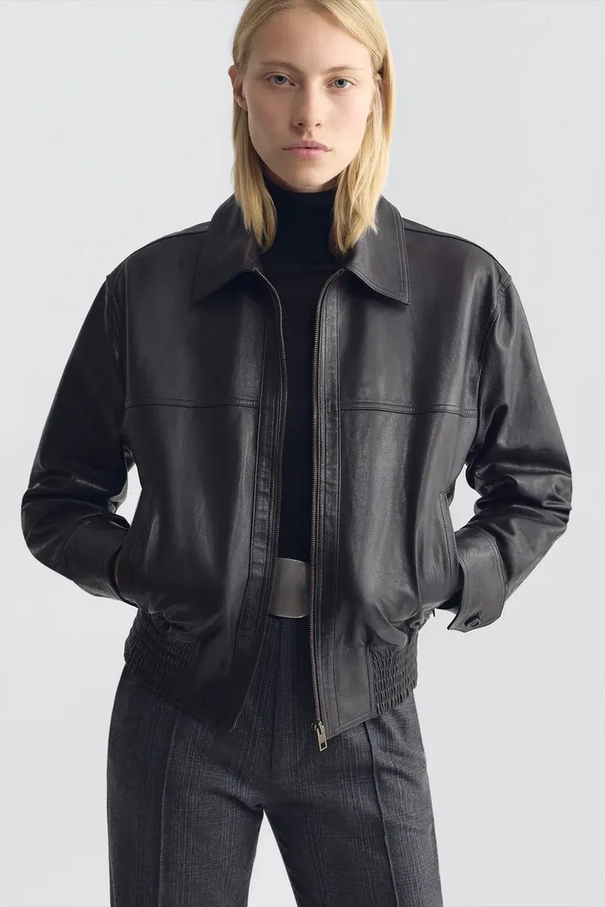 Lederjacke Aime Bomber in Brown